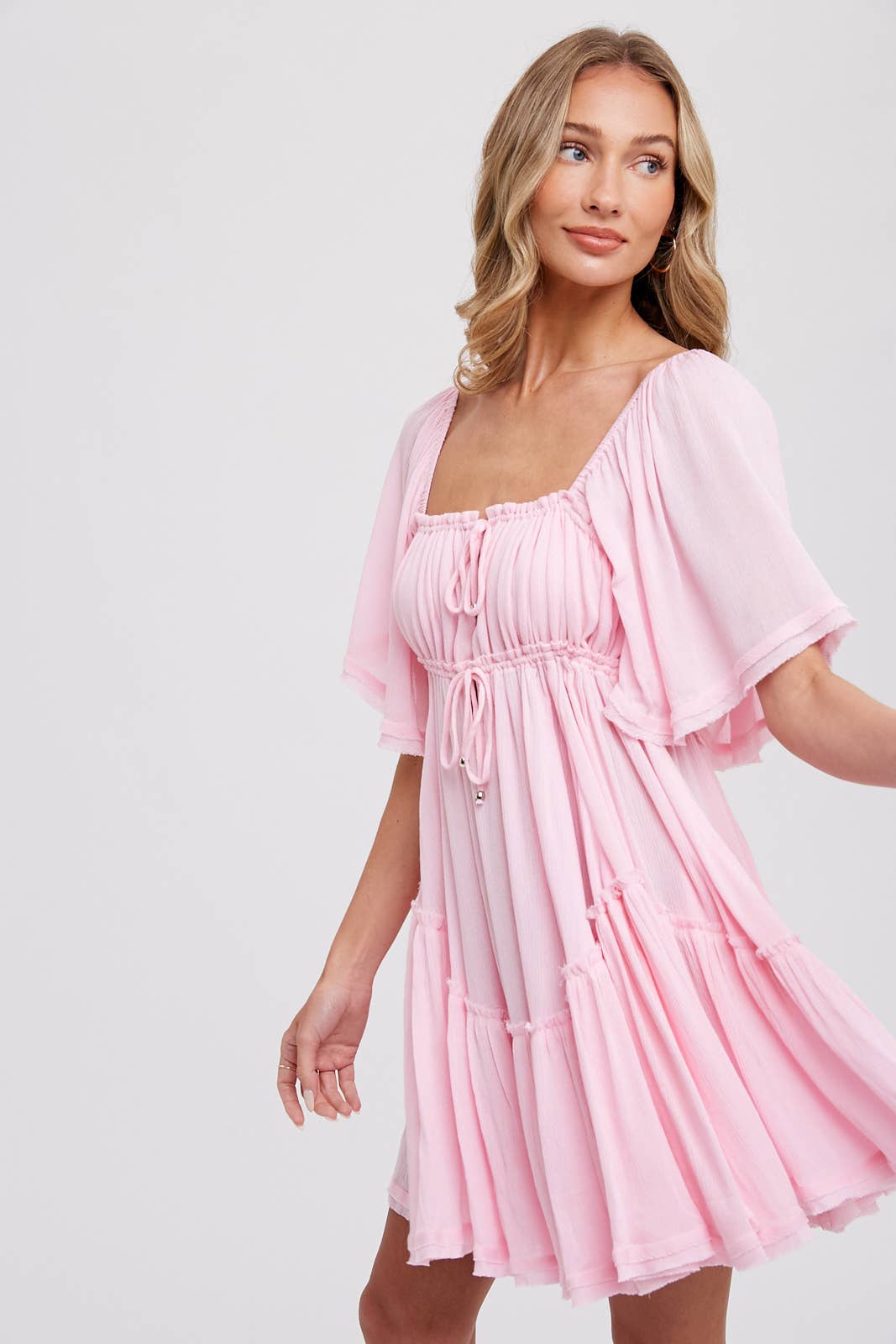 Ruffle Pink Mini Dress