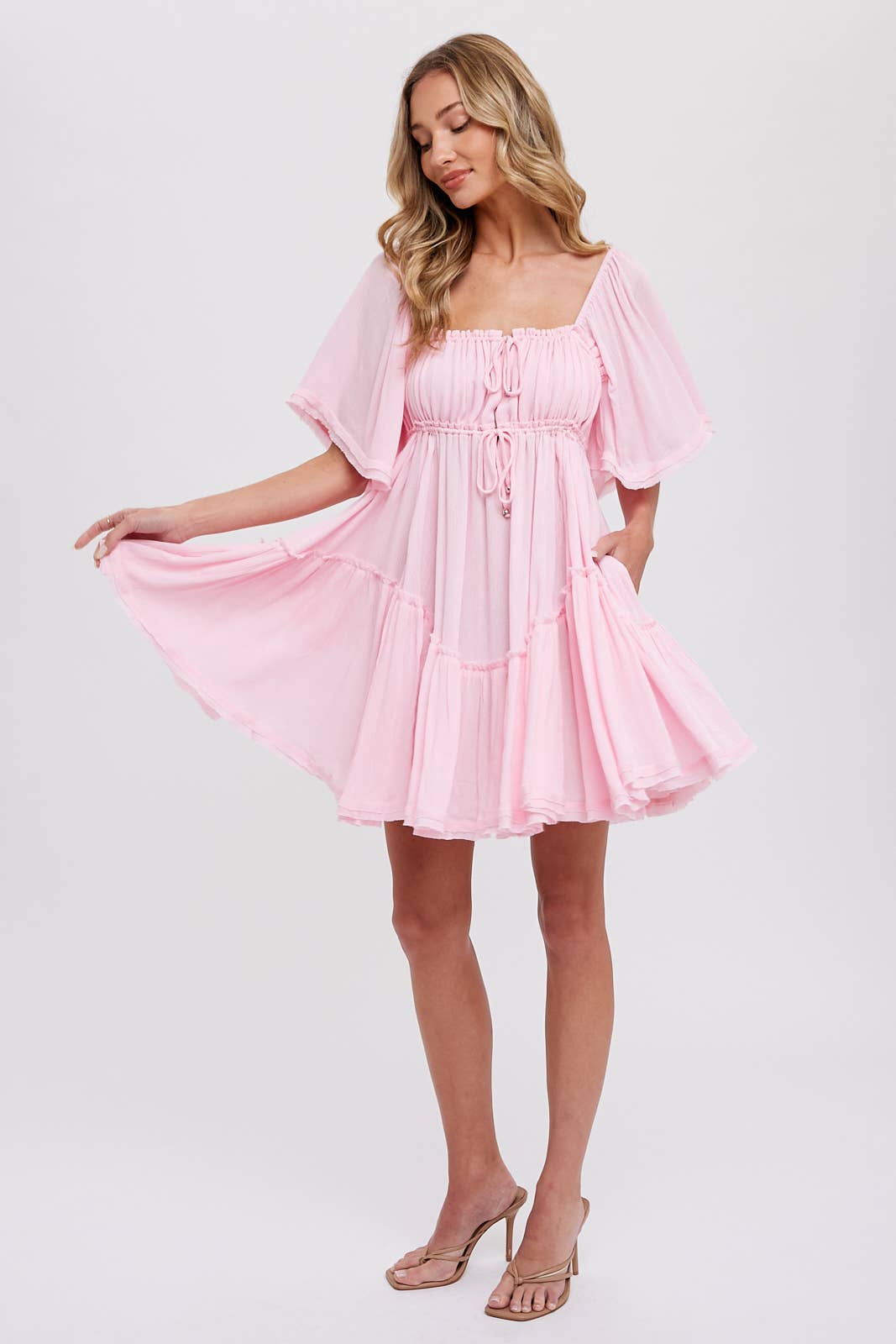 Ruffle Pink Mini Dress