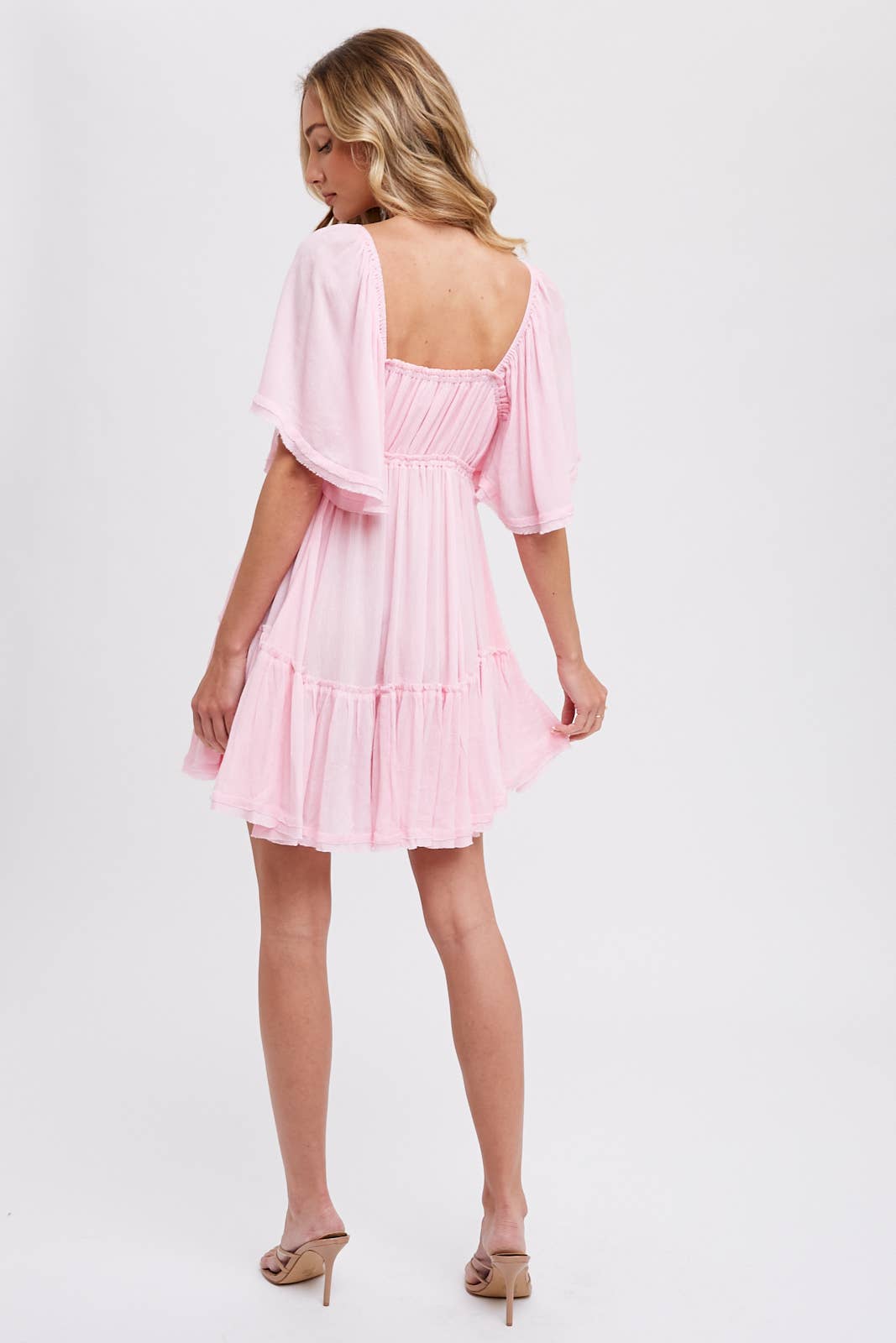 Ruffle Pink Mini Dress
