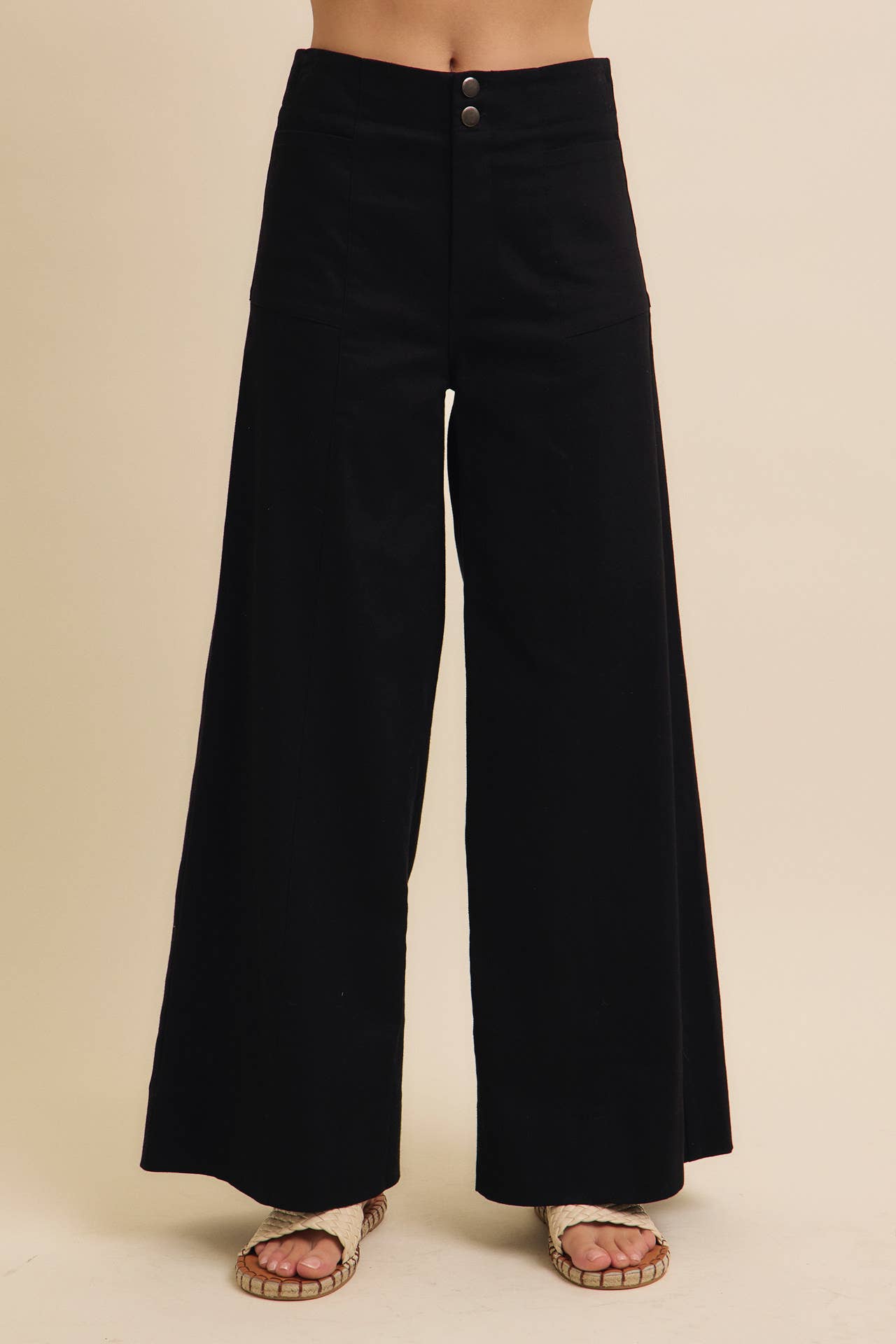 FLATTERING WIDE LEG TWILL PANTS