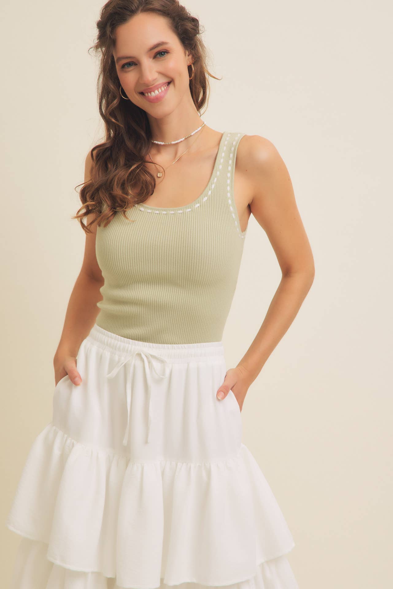 STRETCHY RIB SWEATER TANK