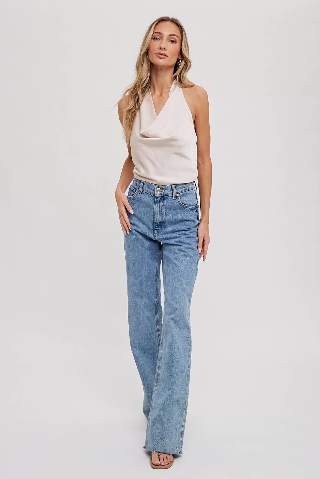 Satin Halter Open-Back With Back Tie