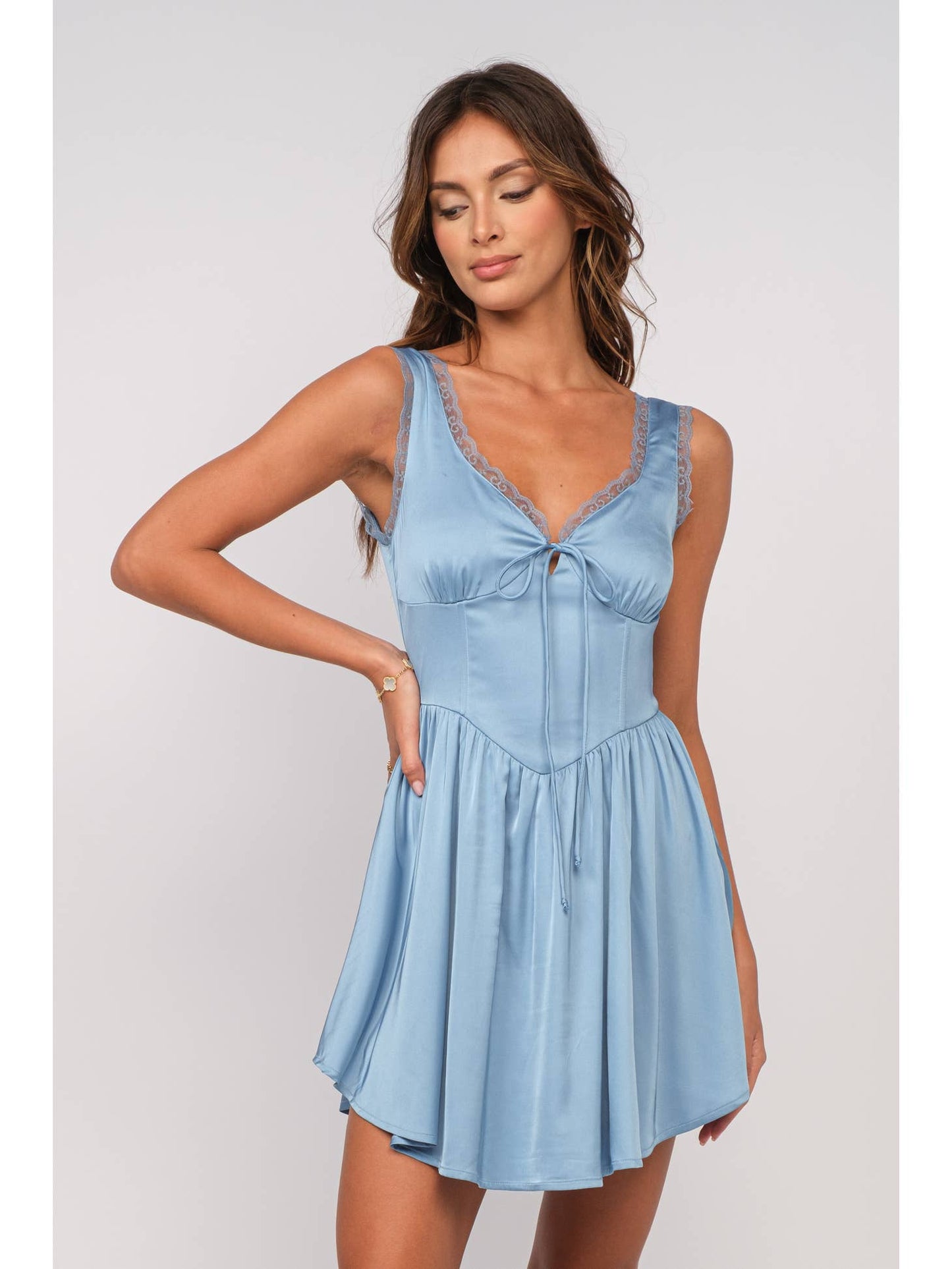 Whimsical Satin Baby Doll Dress