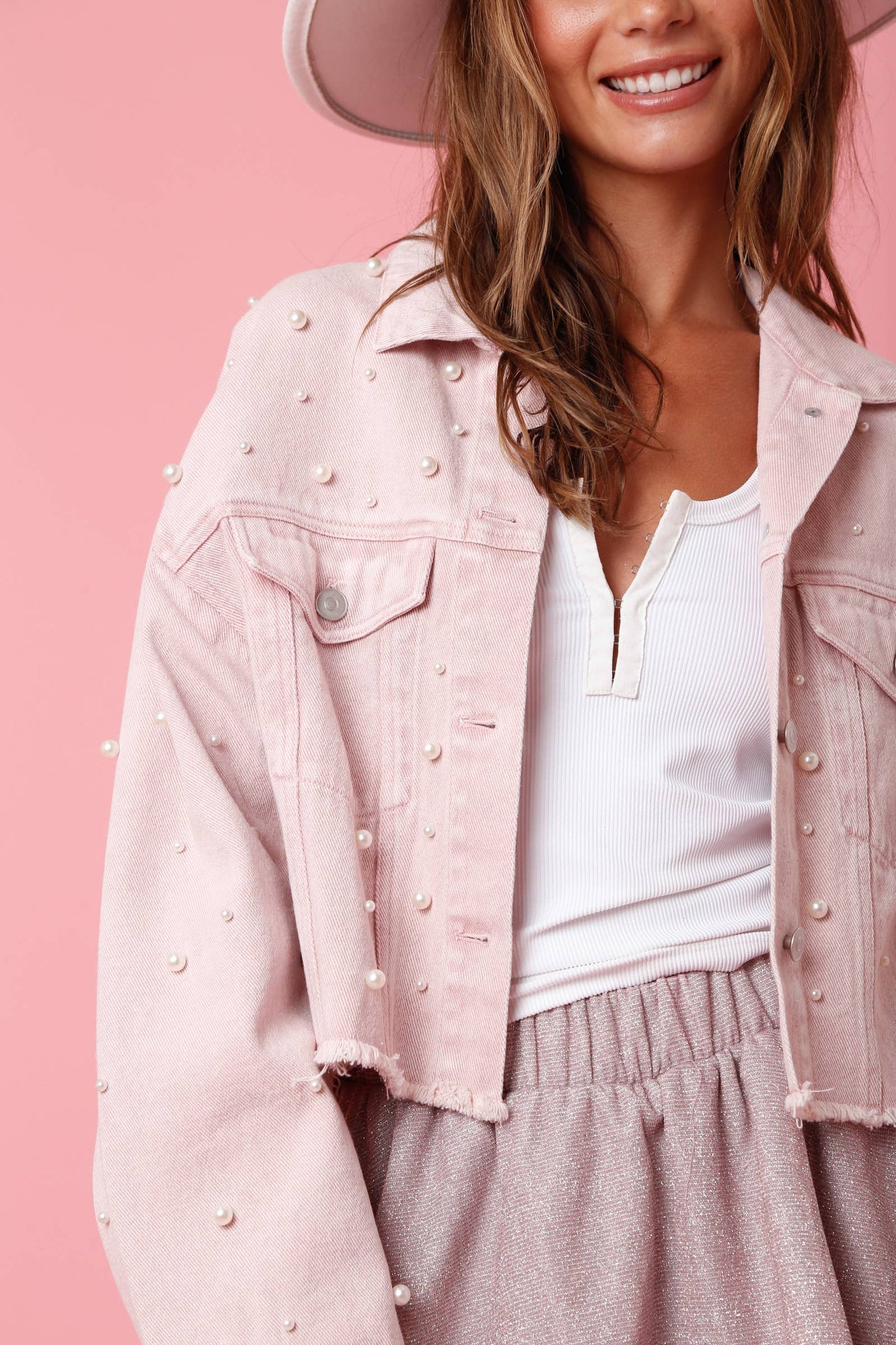 Pink Pearl Cropped Jacket