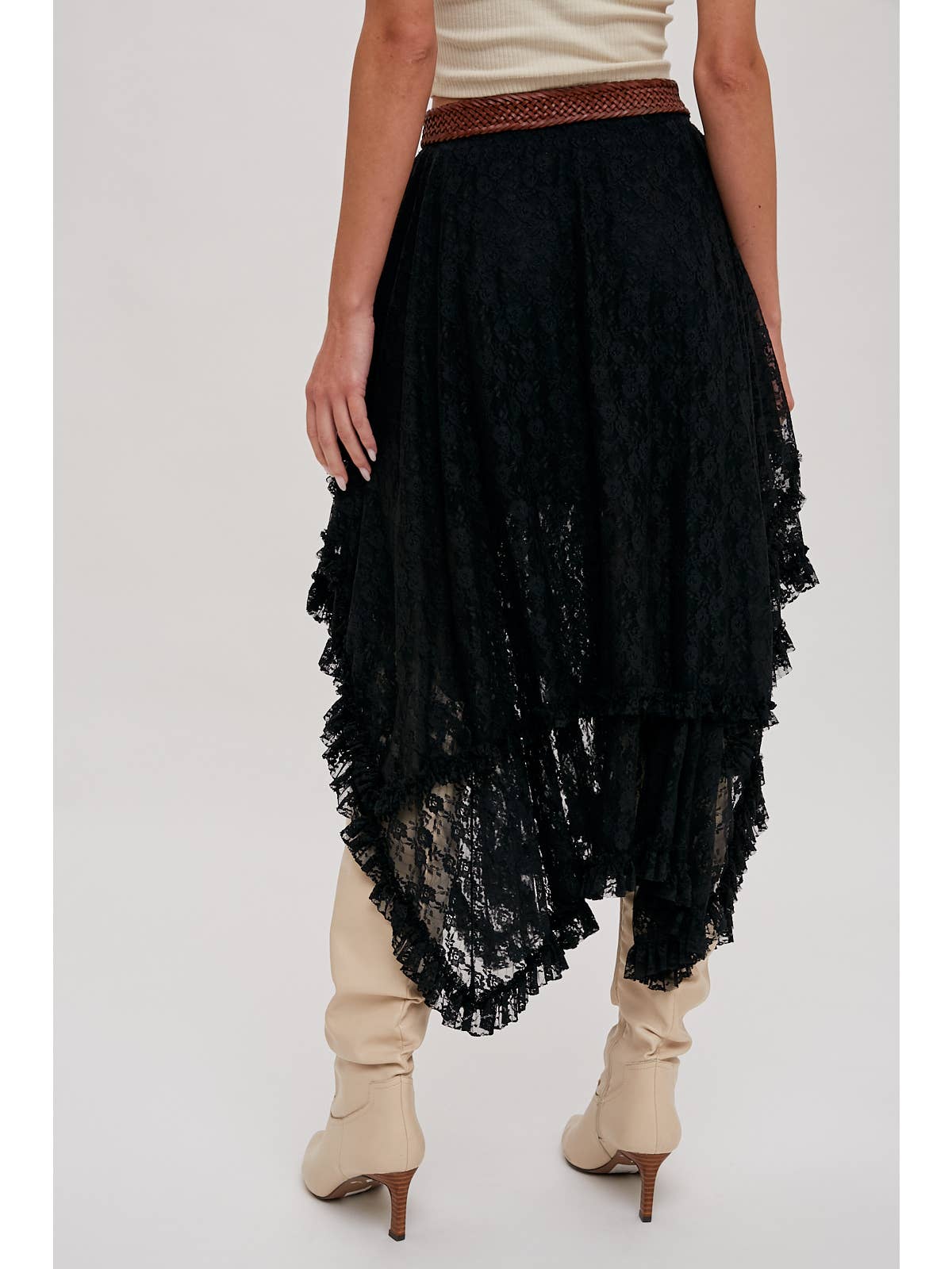 Lace Tier Midi Skirt